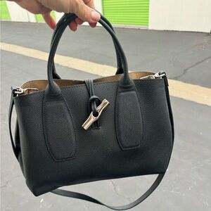 Longchamp medium handbag leather with suede inside good condition